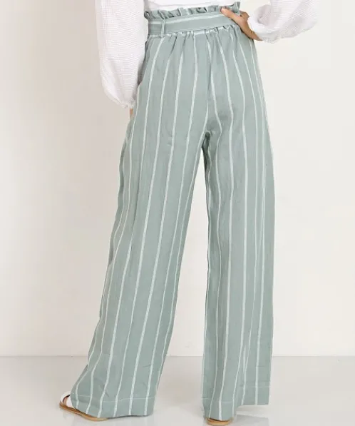 Suboo Pants>Horizon Wide Leg Pant Green/White