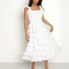 Sweet En Forme Dresses>Large Gingham Print Midi Dress