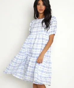 Sweet En Forme Dresses>Plaid Trapeze and Swing Midi Dress