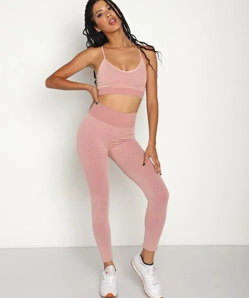 The Upside Sports Bras>Circular Knit Zahra Sports Bra Pink