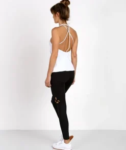 Track & Bliss Tops>Track & Bliss Scalloped Sweetheart Strappy Tank White