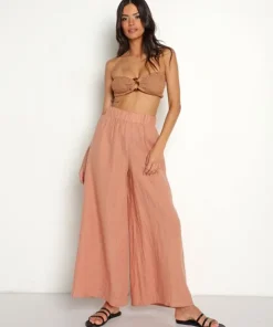 Vitamin A Cover Ups | Pants>Eco Linen Tallows Wide Leg Pant Desert