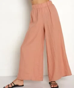 Vitamin A Cover Ups | Pants>Eco Linen Tallows Wide Leg Pant Desert