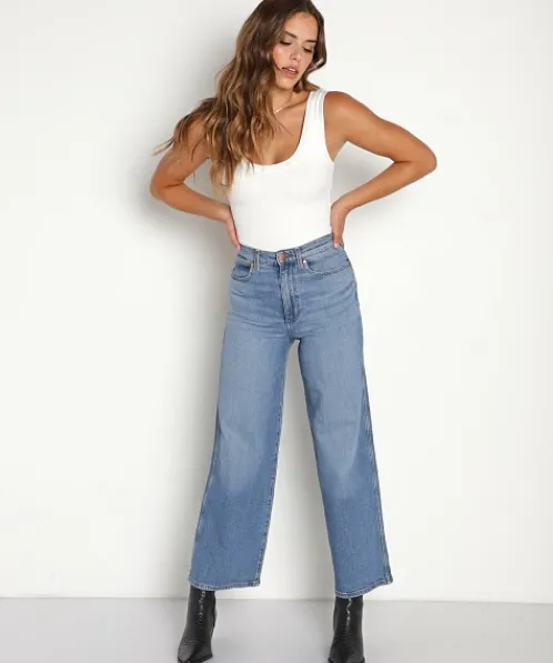 Wrangler Pants>Worldwide High Rise Wide Leg Light Stone