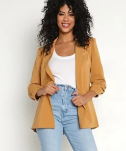 Z Supply Jackets>Cinema Blazer Camel Brown