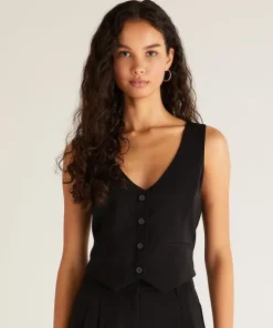 Z Supply Tops>Eleanor Twill Vest Black