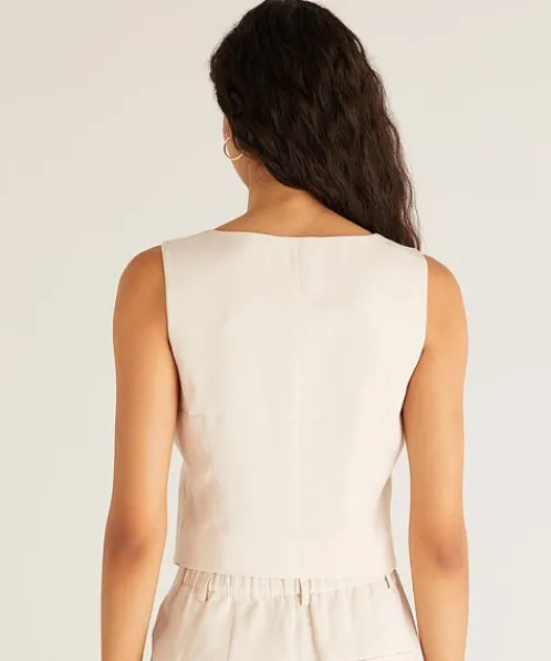 Z Supply Tops>Eleanor Twill Vest Ecru