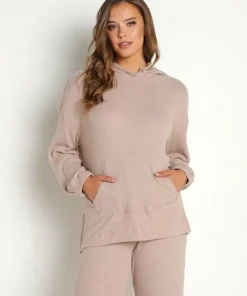 Z Supply Knits>Faith Marled Rib Hoodie Heather Frappe