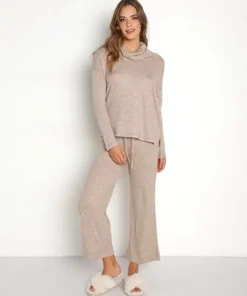Z Supply Knits>Jaziah Rib Cowl Neck Top Heather Latte