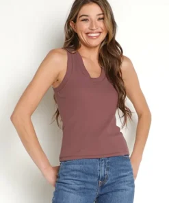Z Supply Tops>Sirena Rib Tank Espresso